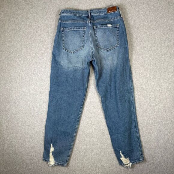 Hollister Womens Size 9 High Rise Mom Denim Jeans Blue Stretch Distressed - Picture 6 of 7